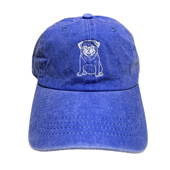 Royal Blue - Pug Dog Embroidered 6 Panel Adjustable Baseball Dad Cap - Picture 1 of 4